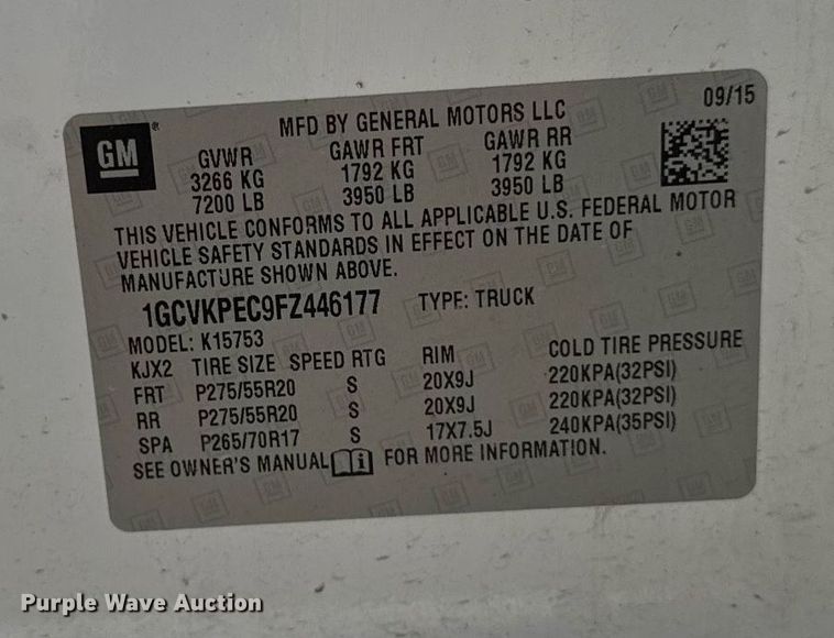 image for item DV2579 2015 Chevrolet Silverado 1500 Double Cab pickup truck