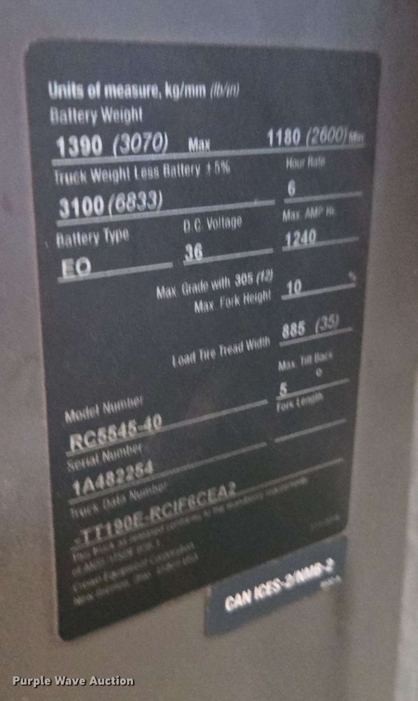 image for item DW1931 Crown RC5545-40 forklift