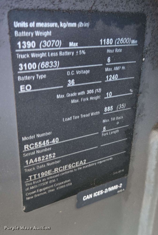 image for item DW1934 Crown RC5545-40 forklift