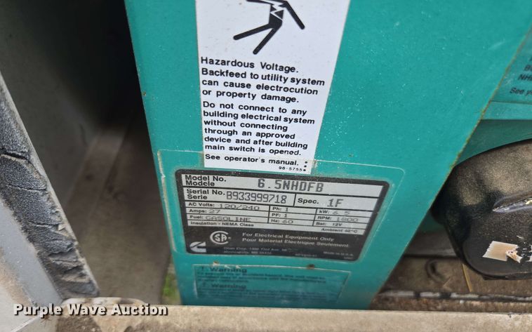 image for item DW1938 Onan 6.5NHDFB generator