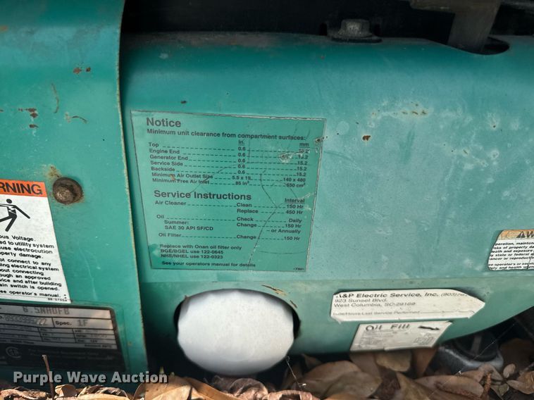 image for item DW1978 Onan 6.5 NHDFB generator