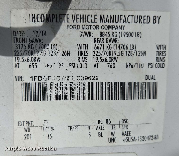 image for item DW7006 2015 Ford F550 XL Super Duty shuttle bus