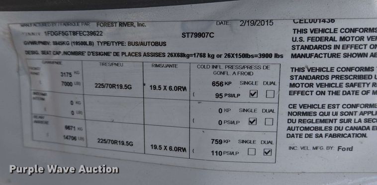 image for item DW7006 2015 Ford F550 XL Super Duty shuttle bus