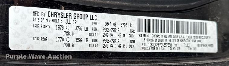 image for item DZ4029 2012 Dodge Ram 1500 Quad Cab pickup truck