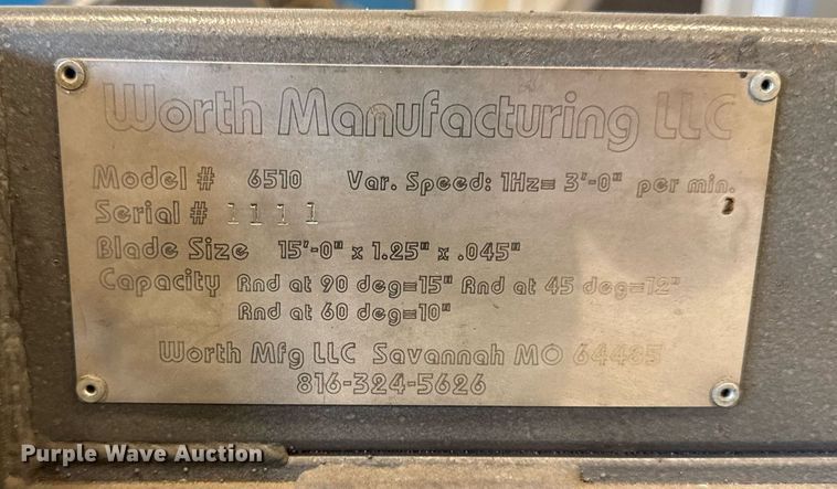 image for item DZ4032 Worth Manufacturing 6510 metal band saw