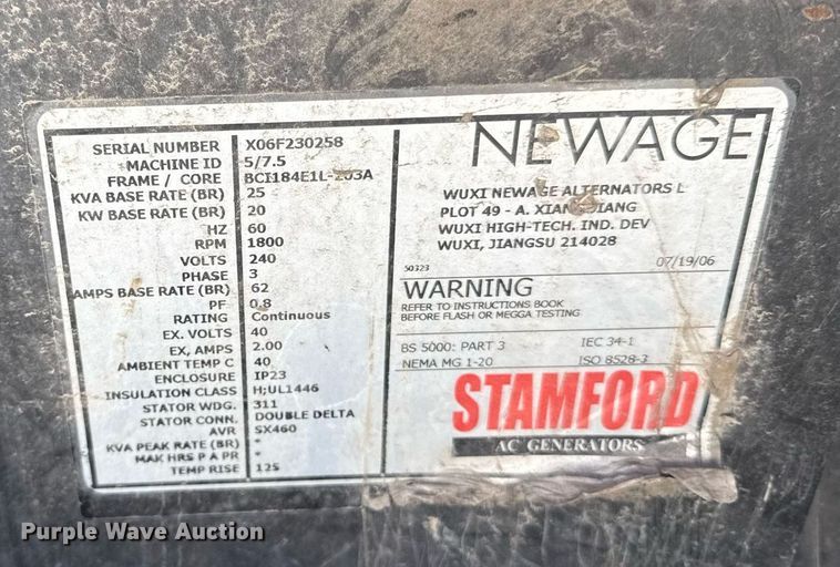 image for item DZ4049 Terex T25G generator