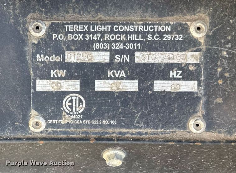 image for item DZ4049 Terex T25G generator