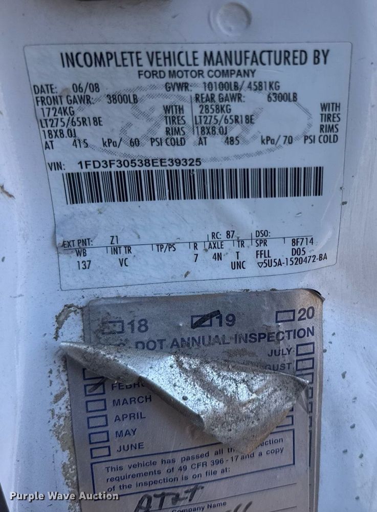 image for item DZ4052 2008 Ford F350 Super Duty flatbed pickup truck