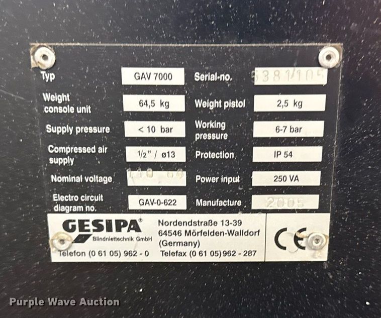 image for item DZ4059 2005 Gesipa Gav 7000 riveting machine