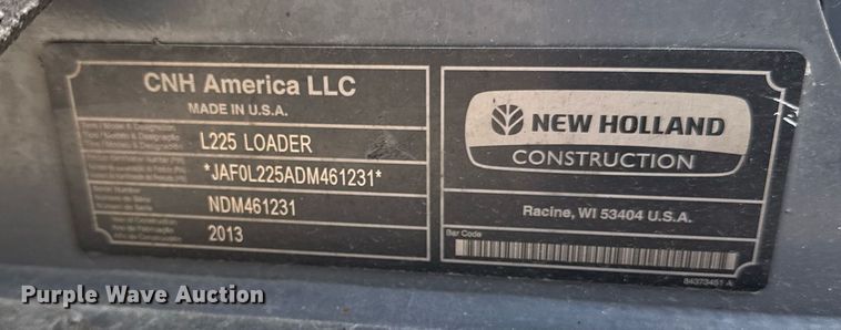 image for item DZ4084 2013 New Holland L225 skid steer loader