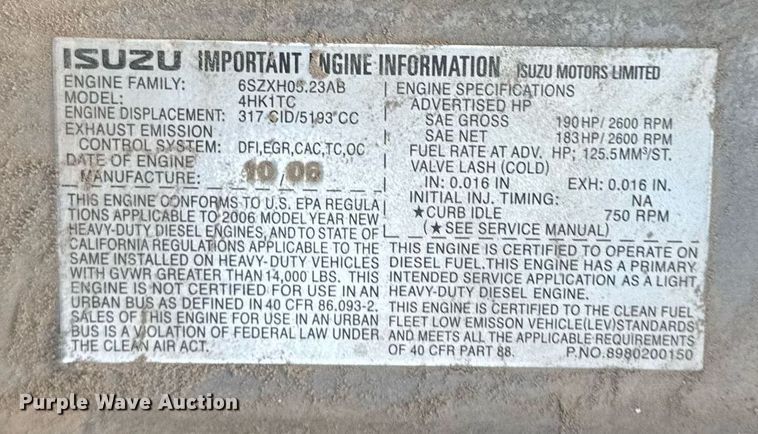 image for item DZ4087 2007 Isuzu NPR flatbed truck