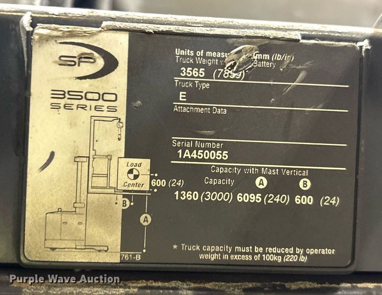 image for item EC3575 2015 Crown SP3520-30 order picker