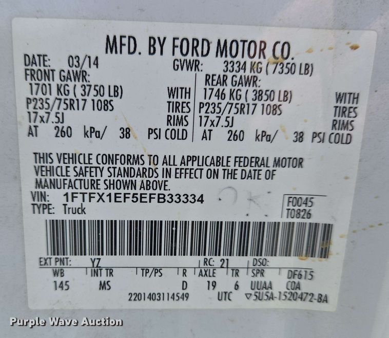 image for item EC4221 2014 Ford F150 XLT SuperCab pickup truck