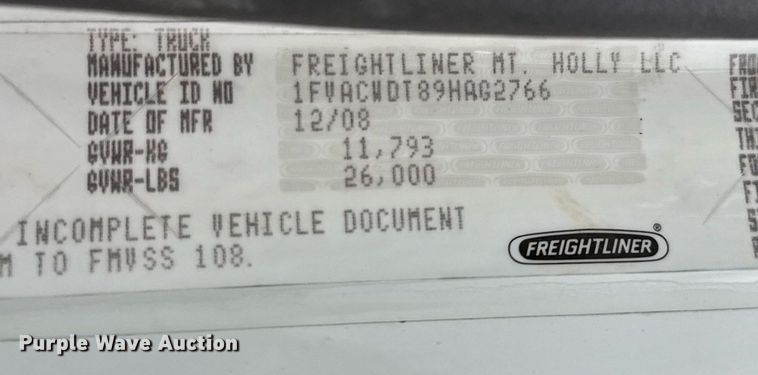 image for item ED5614 2009 Freightliner M2  utility / service truck