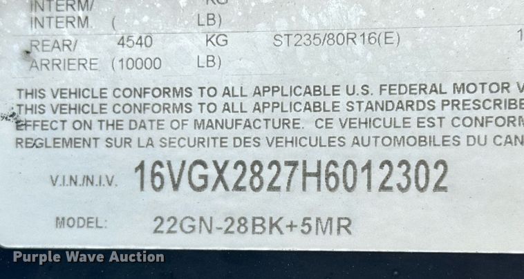 image for item ED5622 2017 Big Tex 22GN-28BK+5MR equipment trailer