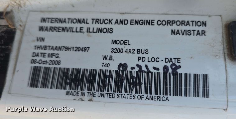 image for item EF3493 2009 International 3200 RV