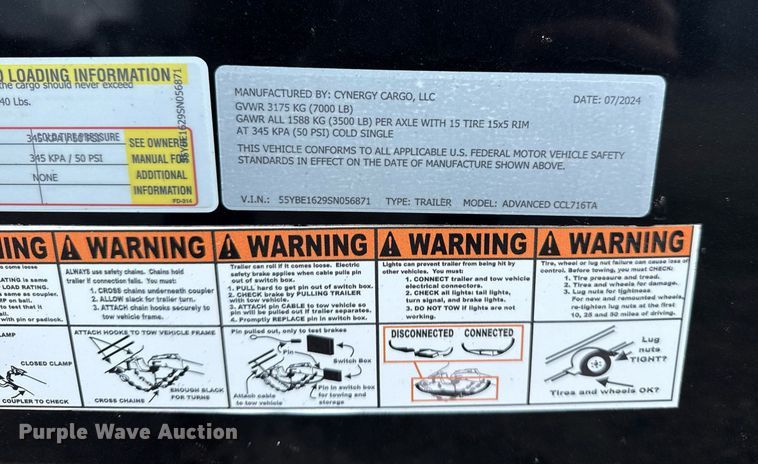 image for item EG5763 2025 Cynergy Cargo  Advanced CCL716TA enclosed cargo trailer