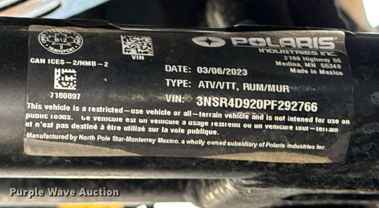 image for item EG5773 2023 Polaris RZR Pro XP 4 utility vehicle