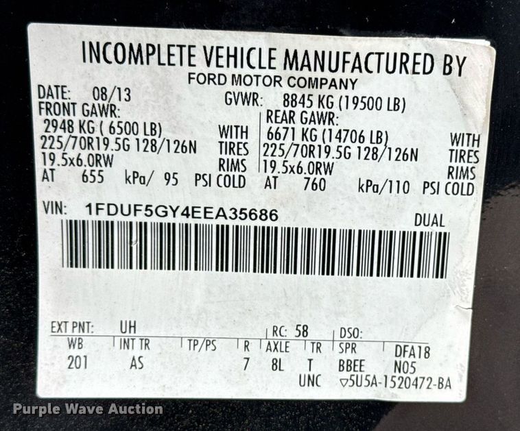 image for item EG5784 2014 Ford F550 box truck