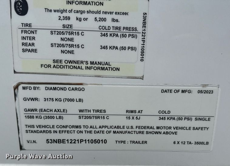 image for item EG5815 2023 Diamond Cargo enclosed cargo trailer