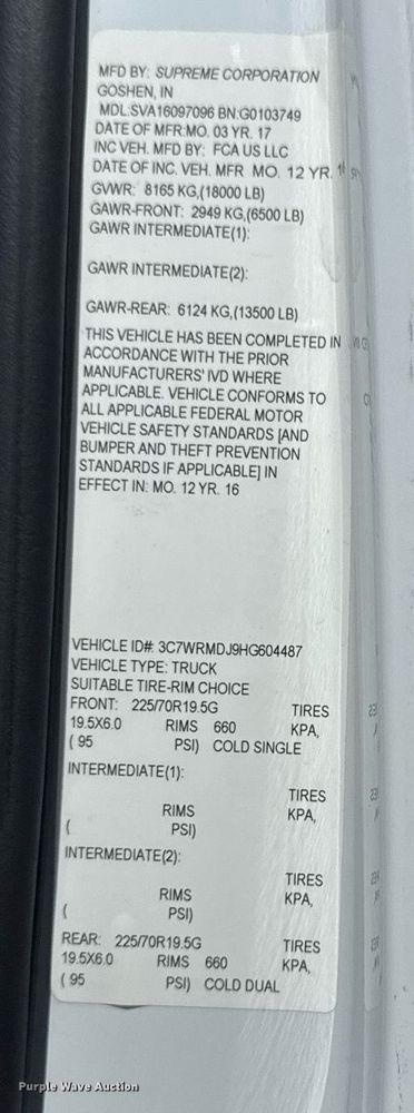 image for item EG5818 2017 Dodge Ram 5500HD box truck