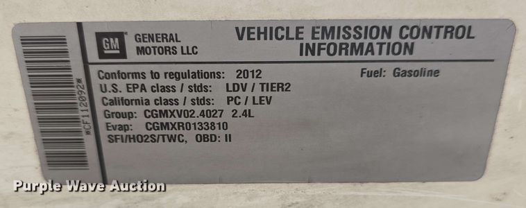 image for item EH8937 2012 Chevrolet Malibu LT 