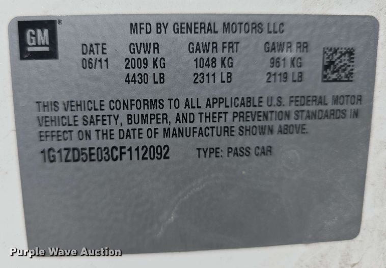 image for item EH8937 2012 Chevrolet Malibu LT 