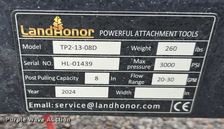 image for item EH8998 2024 LandHonor TP2-13-08D skid steer tree puller