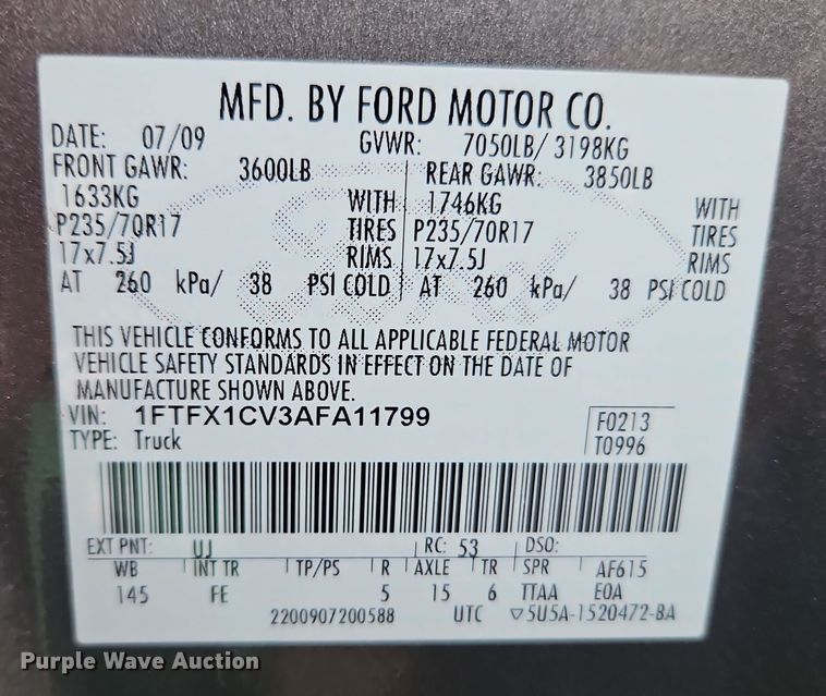 image for item EI8921 2010 Ford F150 SuperCab pickup truck