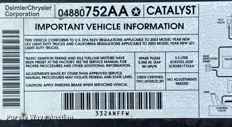 image for item EJ3597 2003 Dodge Caravan van