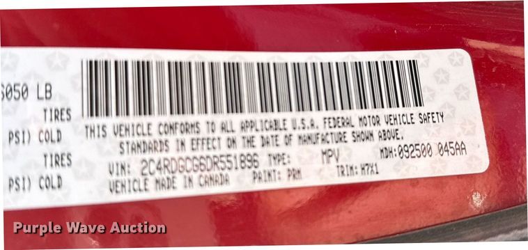 image for item EJ3602 2013 Dodge Grand Caravan van