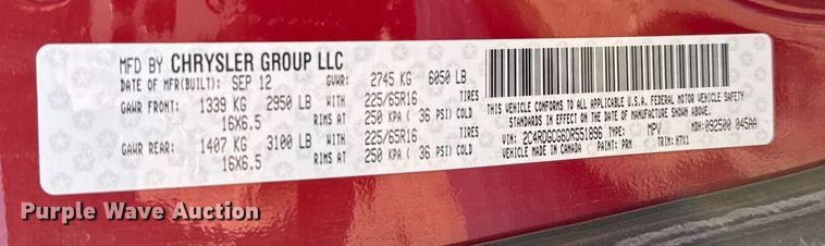 image for item EJ3602 2013 Dodge Grand Caravan van