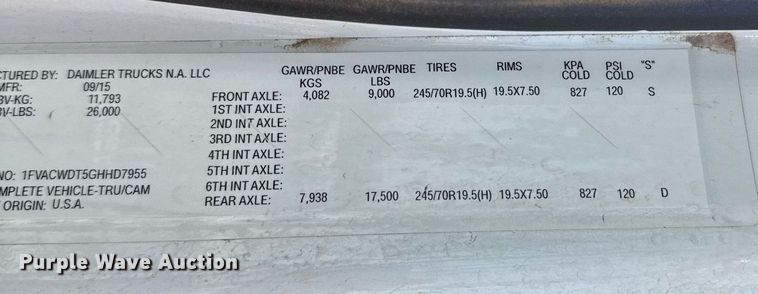 image for item EJ3604 2016 Freightliner M2 box truck