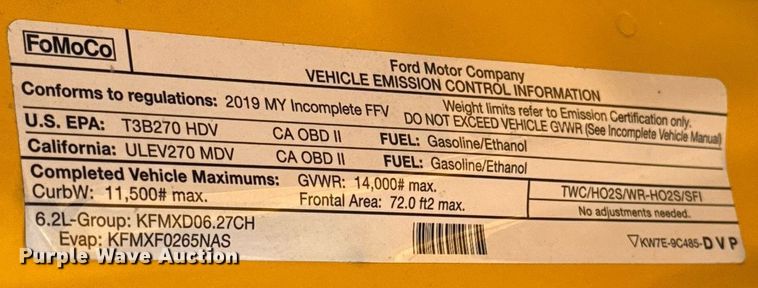 image for item EJ4504 2019 Ford F350 Super Duty XL utility bed pickup truck