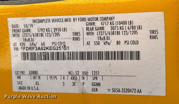 image for item EJ4510 2019 Ford F350 Super Duty utility bed pickup truck
