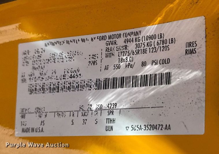 image for item EJ4517 2020 Ford F350 Super Duty XL utility bed pickup truck