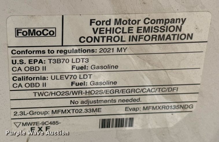 image for item EJ4522 2021 Ford Ranger XL SuperCab utility bed pickup truck