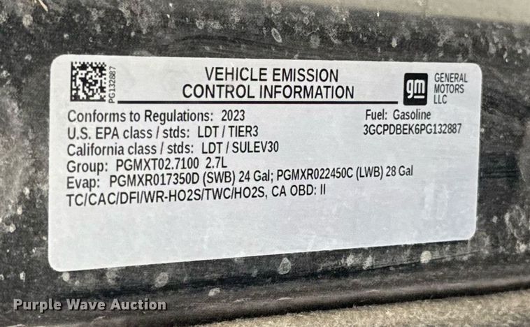 image for item EJ4525 2023 Chevrolet Silverado 1500 Crew Cab pickup truck