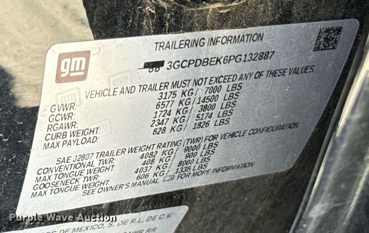 image for item EJ4525 2023 Chevrolet Silverado 1500 Crew Cab pickup truck