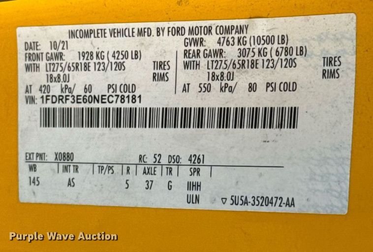 image for item EJ4538 2022 Ford F350 Super Duty utility bed pickup truck