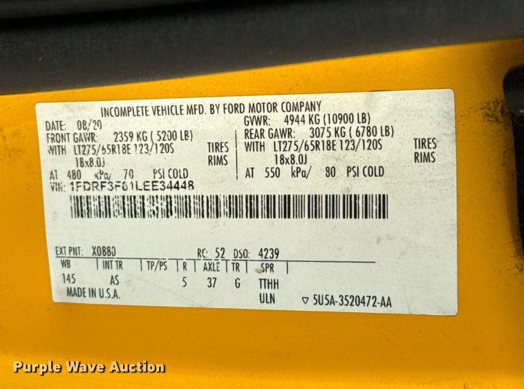 image for item EJ4540 2020 Ford F350 Super Duty utility bed pickup truck