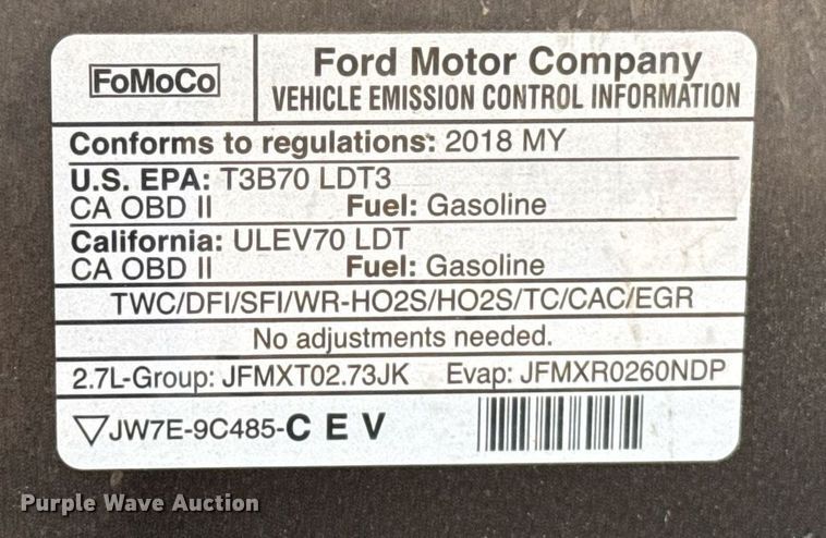 image for item EJ8776 2018 Ford F150 SuperCrew pickup truck