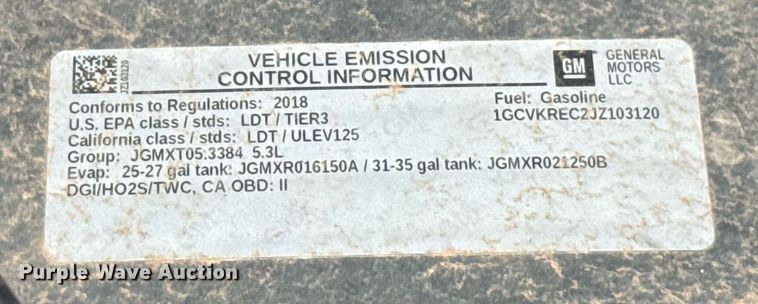 image for item EJ8784 2018 Chevrolet Silverado 1500 Double Cab pickup truck