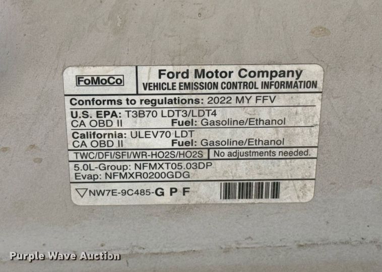 image for item EJ8787 2022 Ford F150 SuperCrew pickup truck