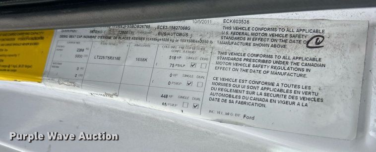 image for item EK2786 2011 Ford E350 Super Duty shuttle bus