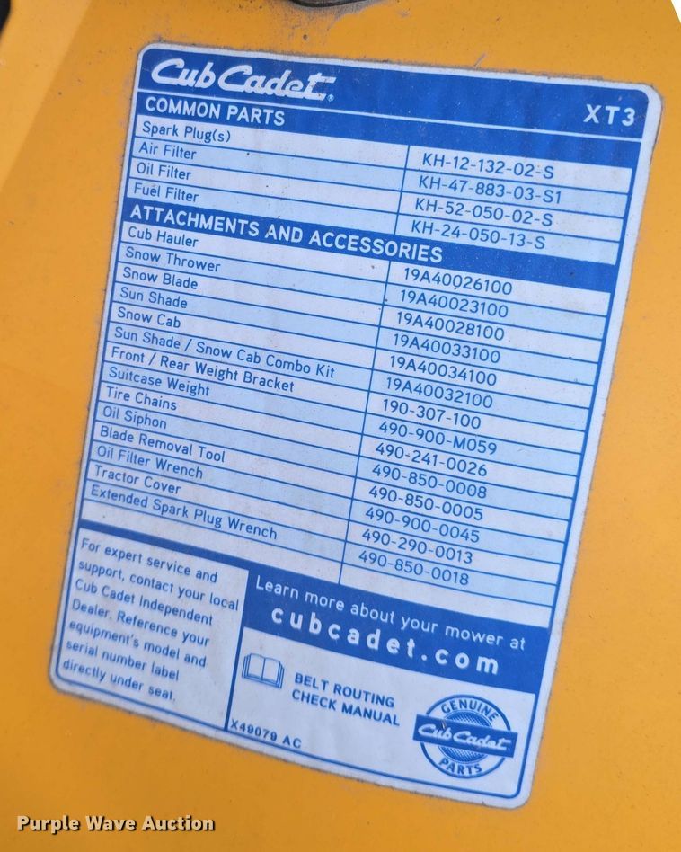 image for item EK5209 2017 Cub Cadet XT3 GSX lawn mower