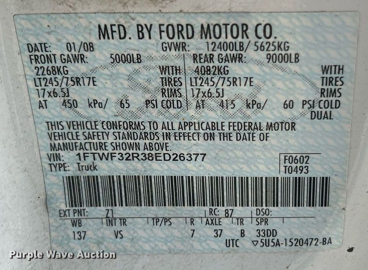 image for item EK8029 2008 Ford F350 Super Duty XL pickup truck