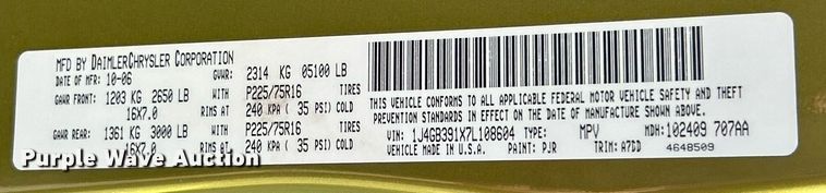 image for item EK8030 2007 Jeep Wrangler Unlimited SUV