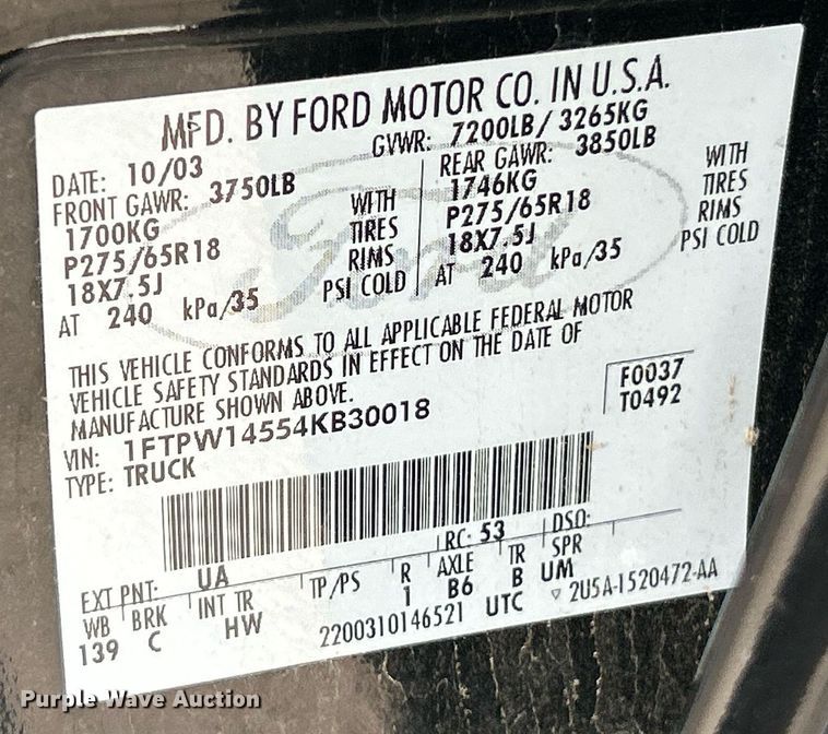 image for item EK8032 2004 Ford F150 Lariat SuperCrew pickup truck