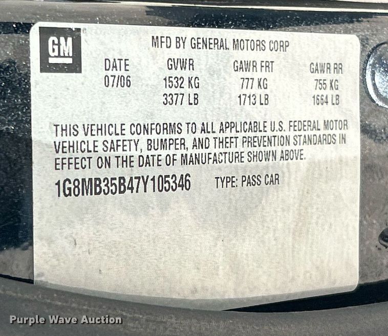 image for item EK8062 2007 Saturn Sky convertible